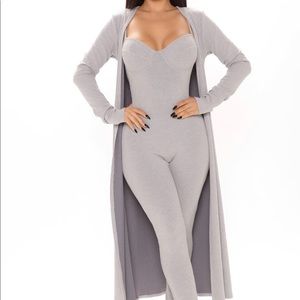 Fashion nova grey XL duster set